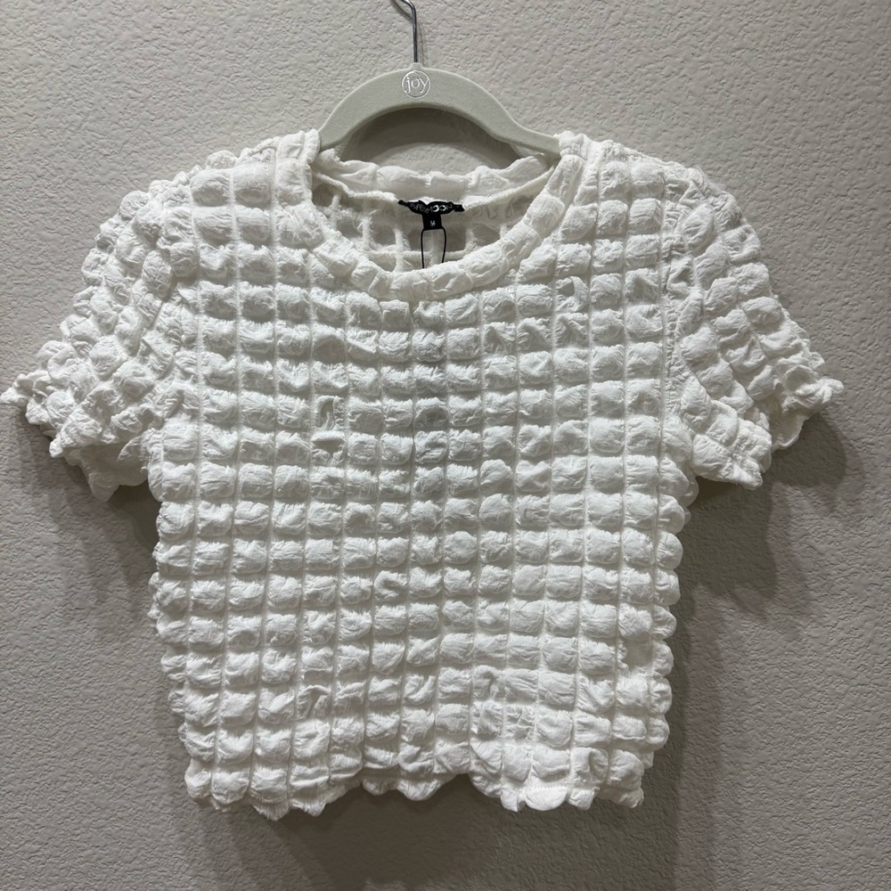 Bubble crop top white, size m new with tag
